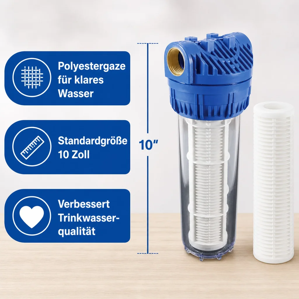 Trinkwasserfilter, Wasserfilter 10 Zoll, Profec, Kunststoff, 60 Micron