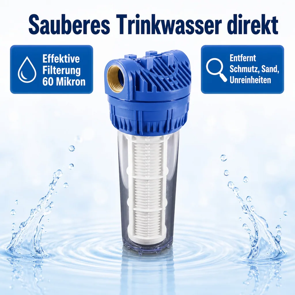 Trinkwasserfilter, Wasserfilter 10 Zoll, Profec, Kunststoff, 60 Micron