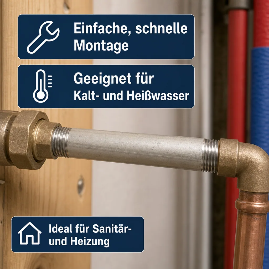 Edelstahl Rohrnippel, Gewindefitting Edelstahl, 1 Zoll, 60mm