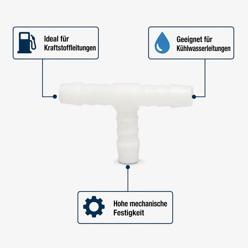 Schlauchverbinder 10mm, T-Stück, Kunststoffverbinder