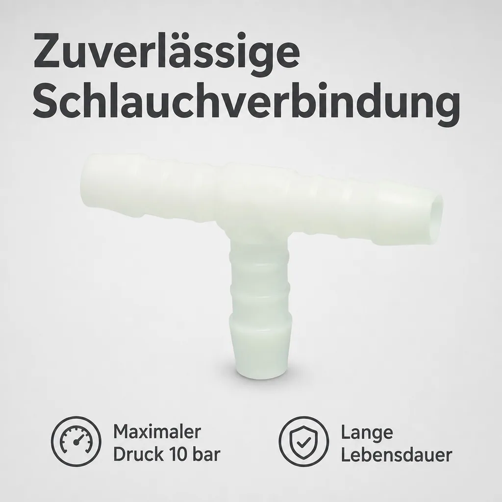Schlauchverbinder 10mm, T-Stück, Kunststoffverbinder