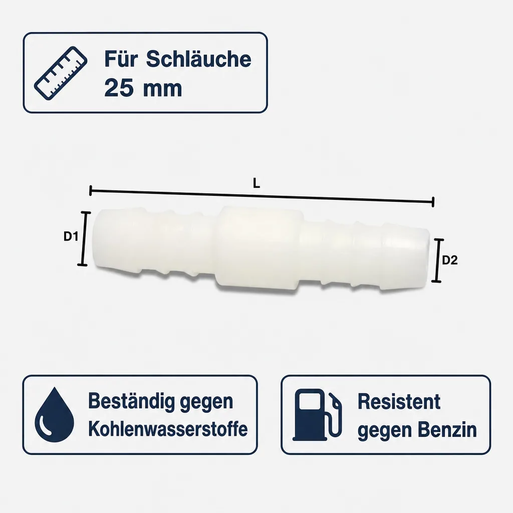 Schlauchverbinder Kunststoff Tülle 25 mm