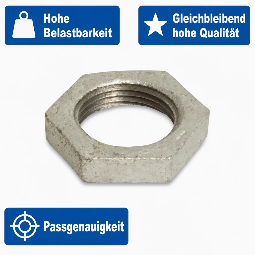 Gewindefitting Temperguss Gegenmutter 3/8" IG, verzinkt