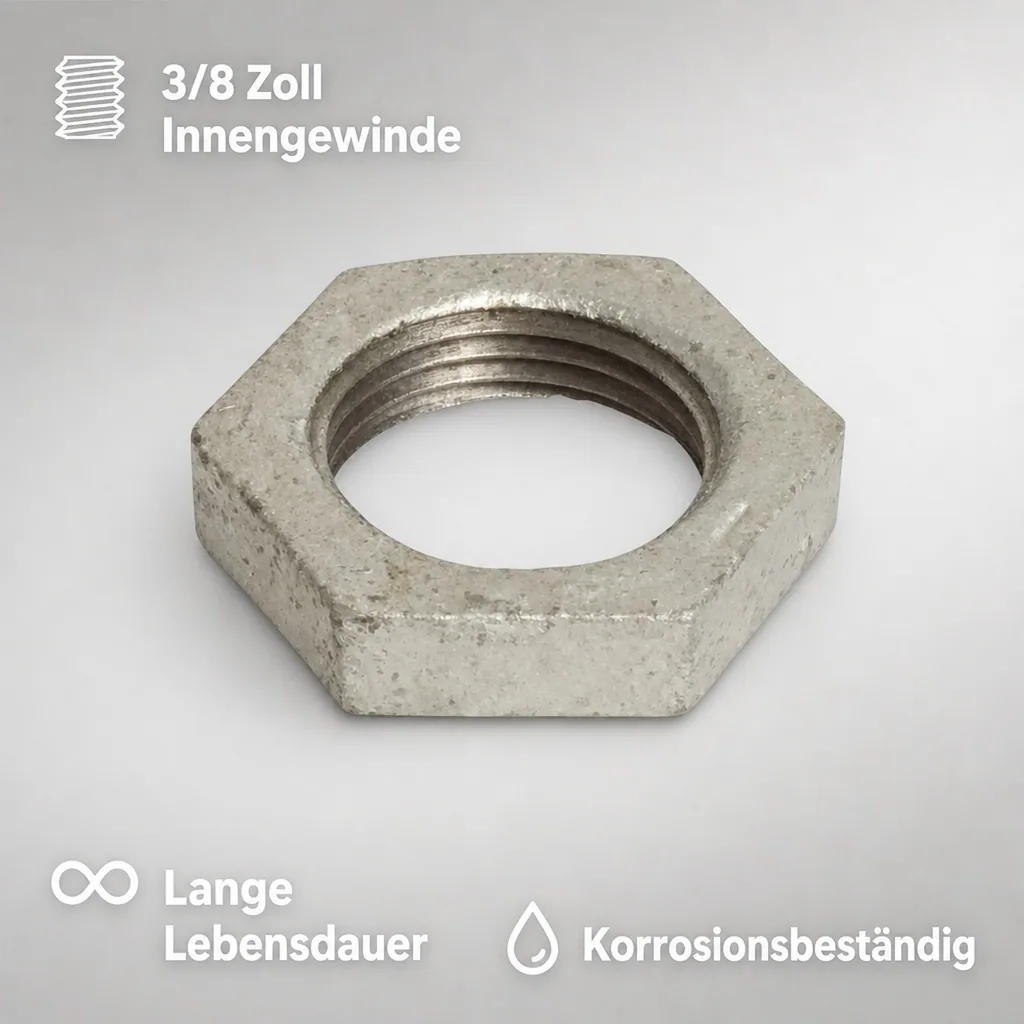Gewindefitting Temperguss Gegenmutter 3/8" IG, verzinkt