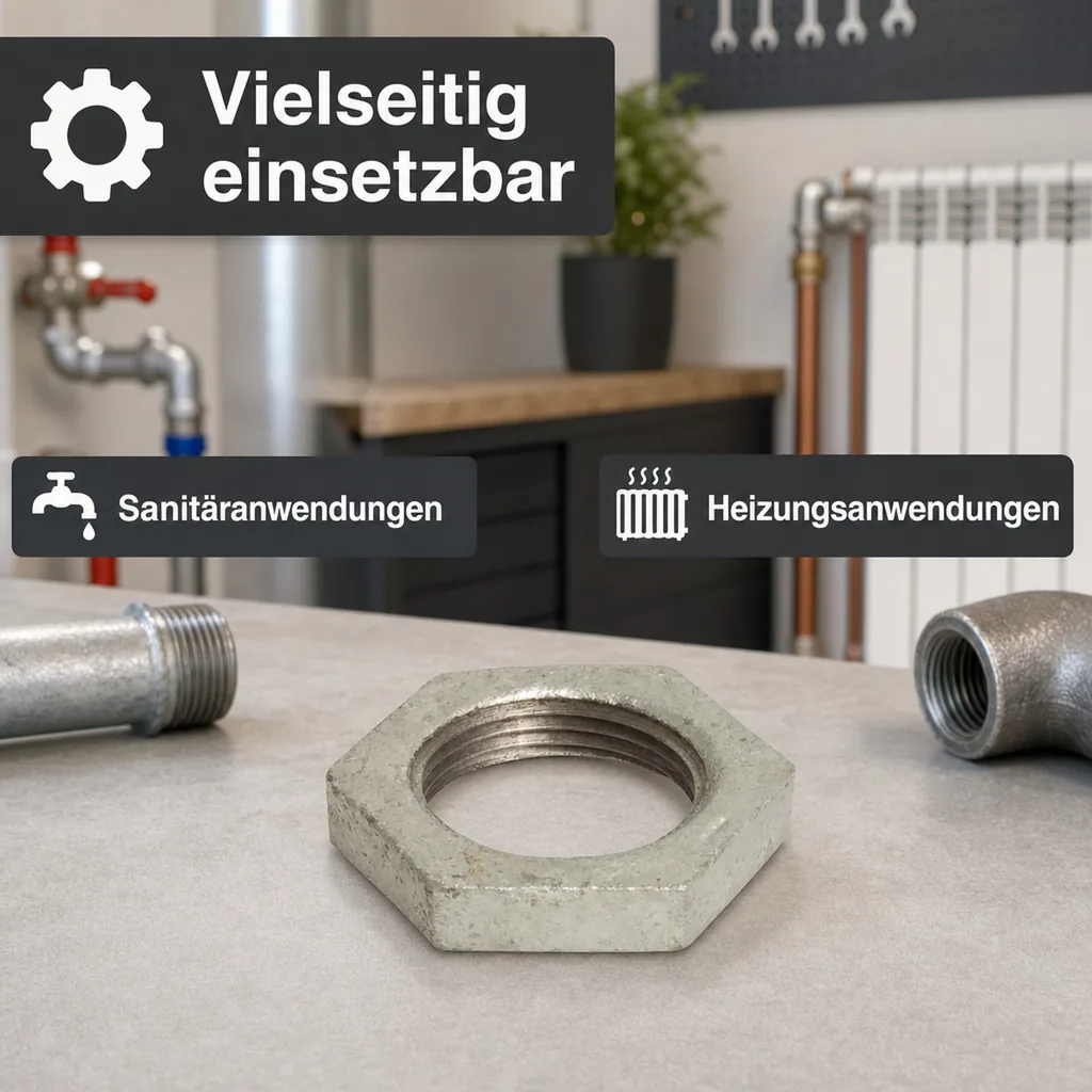 Gewindefitting Temperguss Gegenmutter 3/8" IG, verzinkt