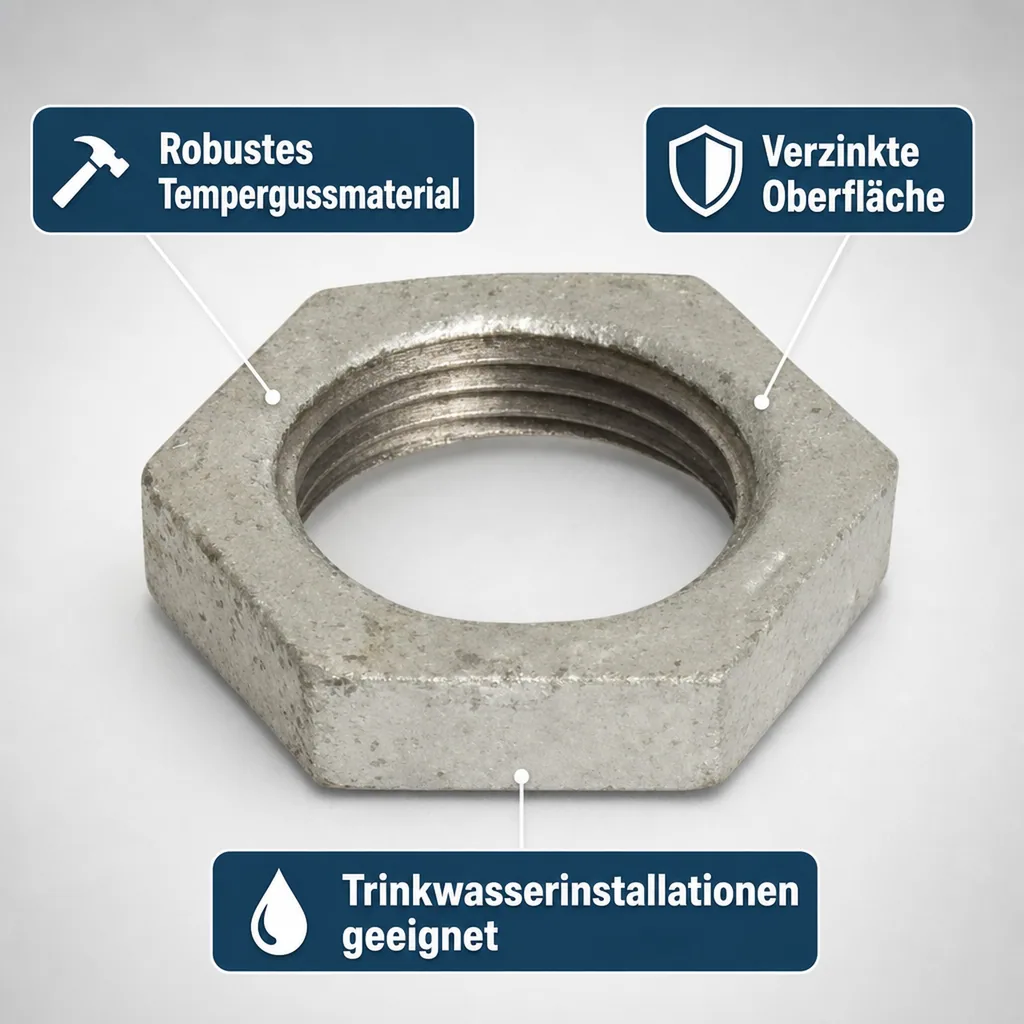 Gewindefitting Temperguss Gegenmutter 3/8" IG, verzinkt