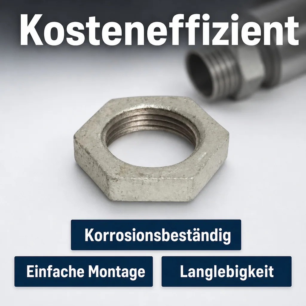 Gewindefitting Temperguss Gegenmutter 3/8" IG, verzinkt