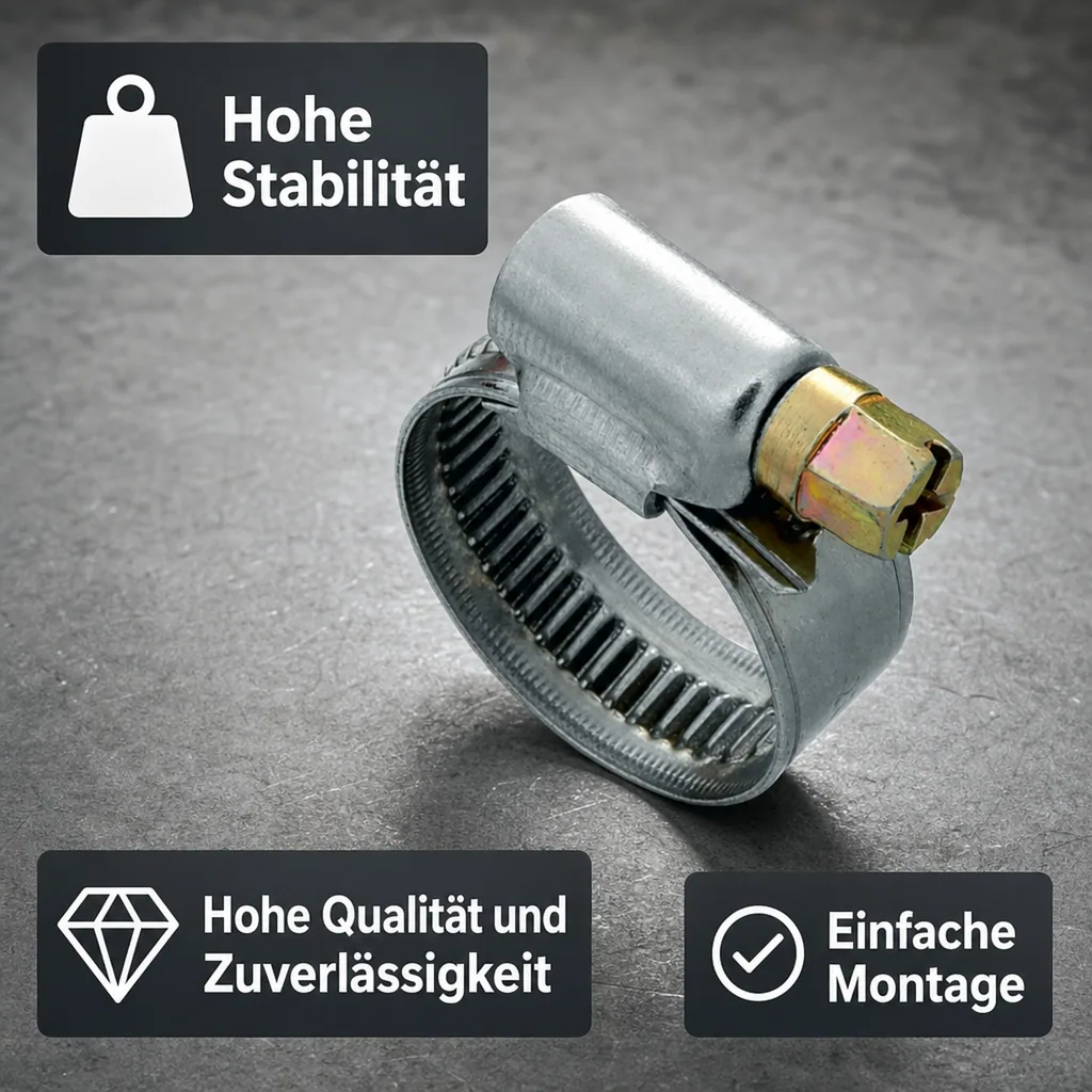 Schlauchschellen, Edelstahl W4, 12 mm Bandbreite, 25-40 mm, DIN 3017
