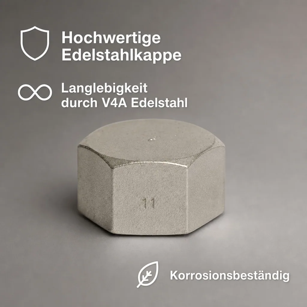 Edelstahl Kappe, Gewindefitting Edelstahl, 1/4 Zoll IG, 10 bar