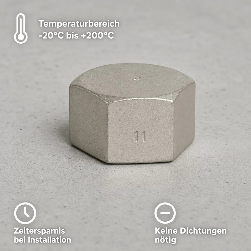 Edelstahl Kappe, Gewindefitting Edelstahl, 1/4 Zoll IG, 10 bar