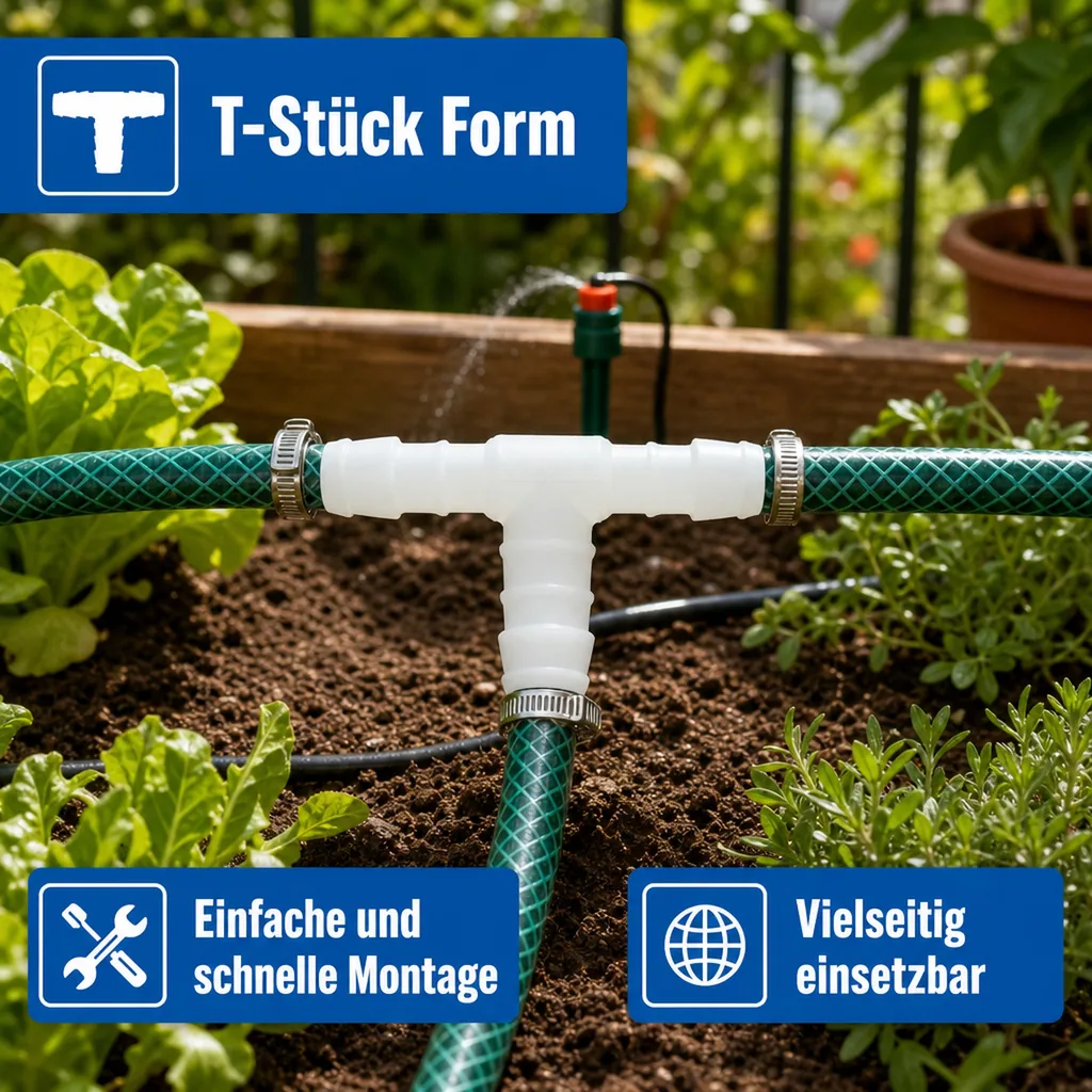 Schlauchverbinder 19mm, T-Stück, Kunststoff, Schlauchkupplung