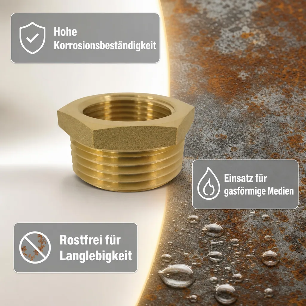 Messing Reduzierstück, Gewindefitting, 3/4" AG x 1/2" IG, Reduzierung