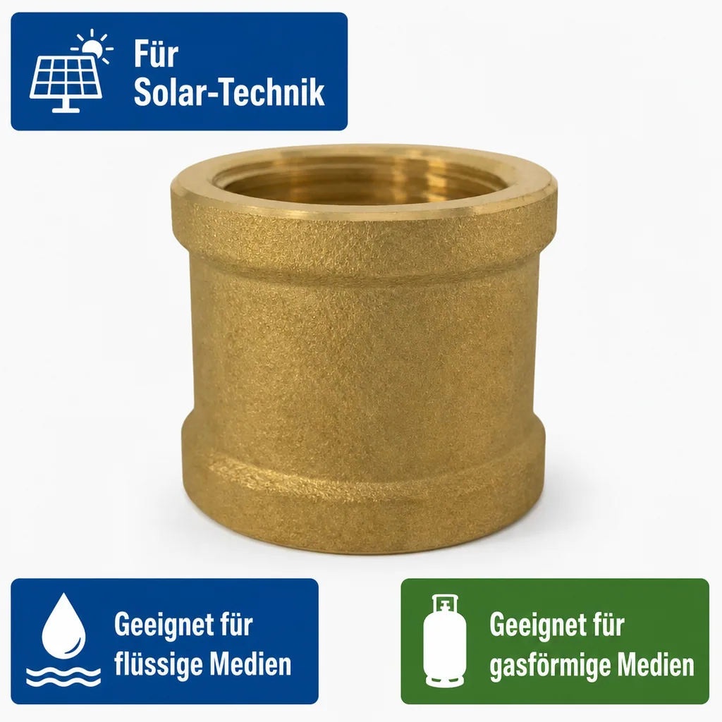 Messing Muffe 1 Zoll IG, Gewindefitting Messing, Sanitär Fitting