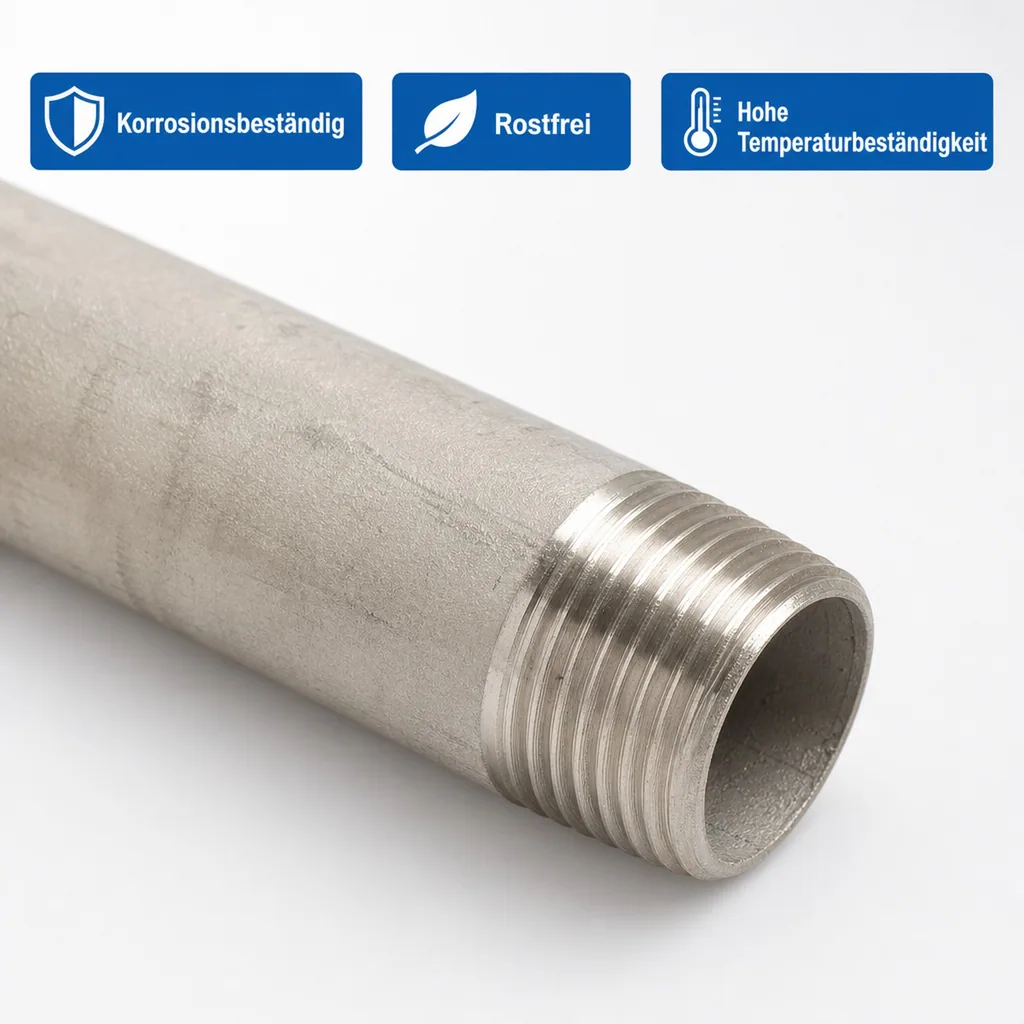 Edelstahlfitting, Rohrnippel Edelstahl, 1/4 Zoll AG, 40 mm, V4A Fitting