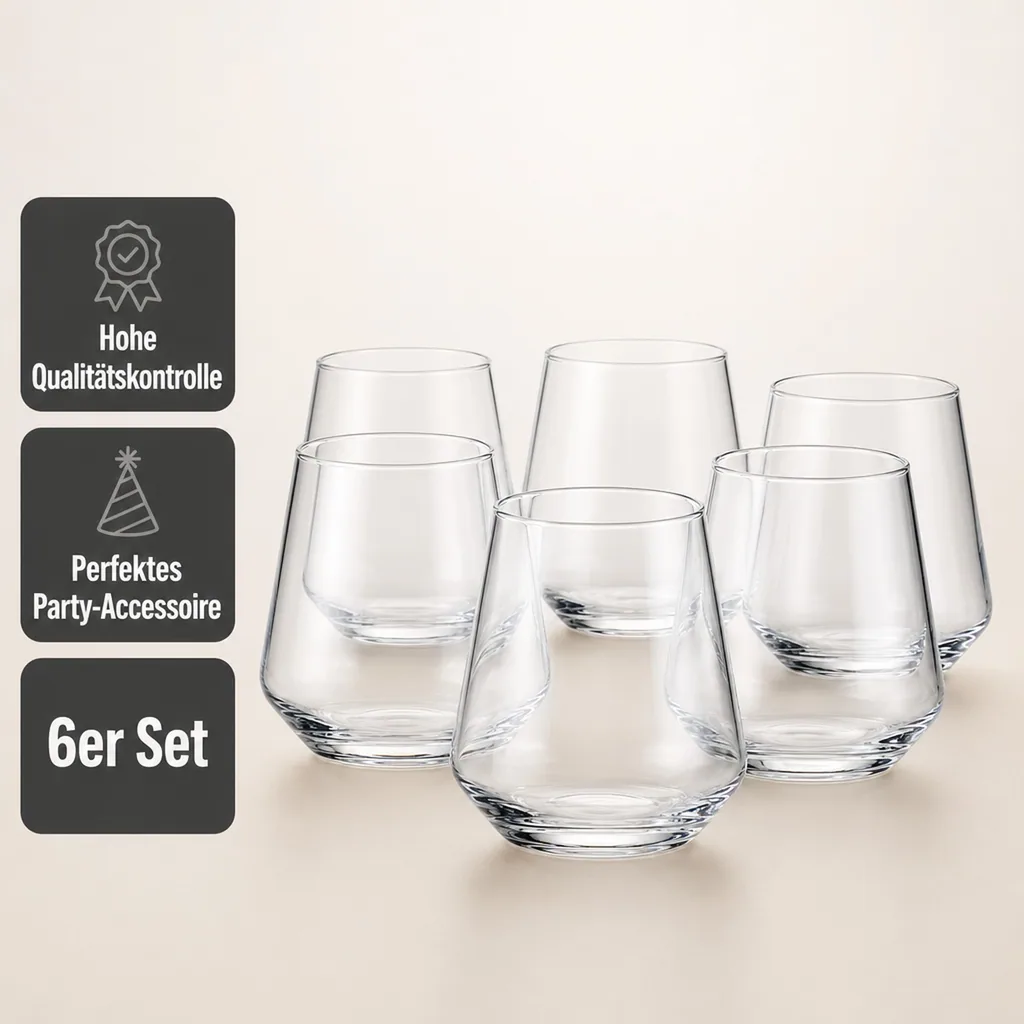 Whiskygläser, Whiskybecher - 6er Set - Allegra, 345ml