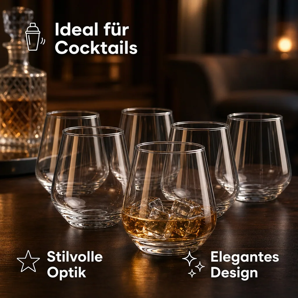 Whiskygläser, Whiskybecher - 6er Set - Allegra, 345ml