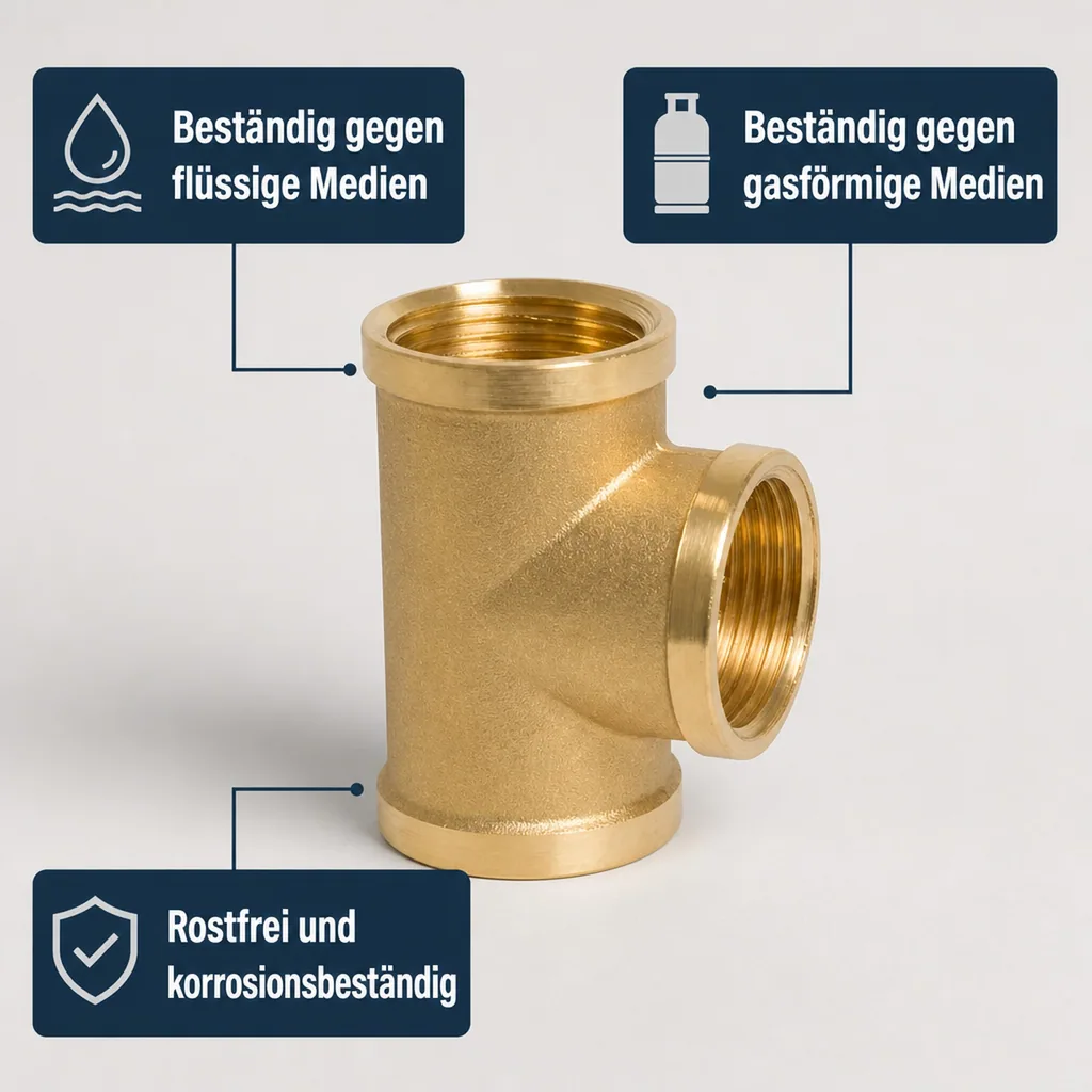 Messing T Stück, Gewindefitting, 1 1/2 Zoll Innengewinde
