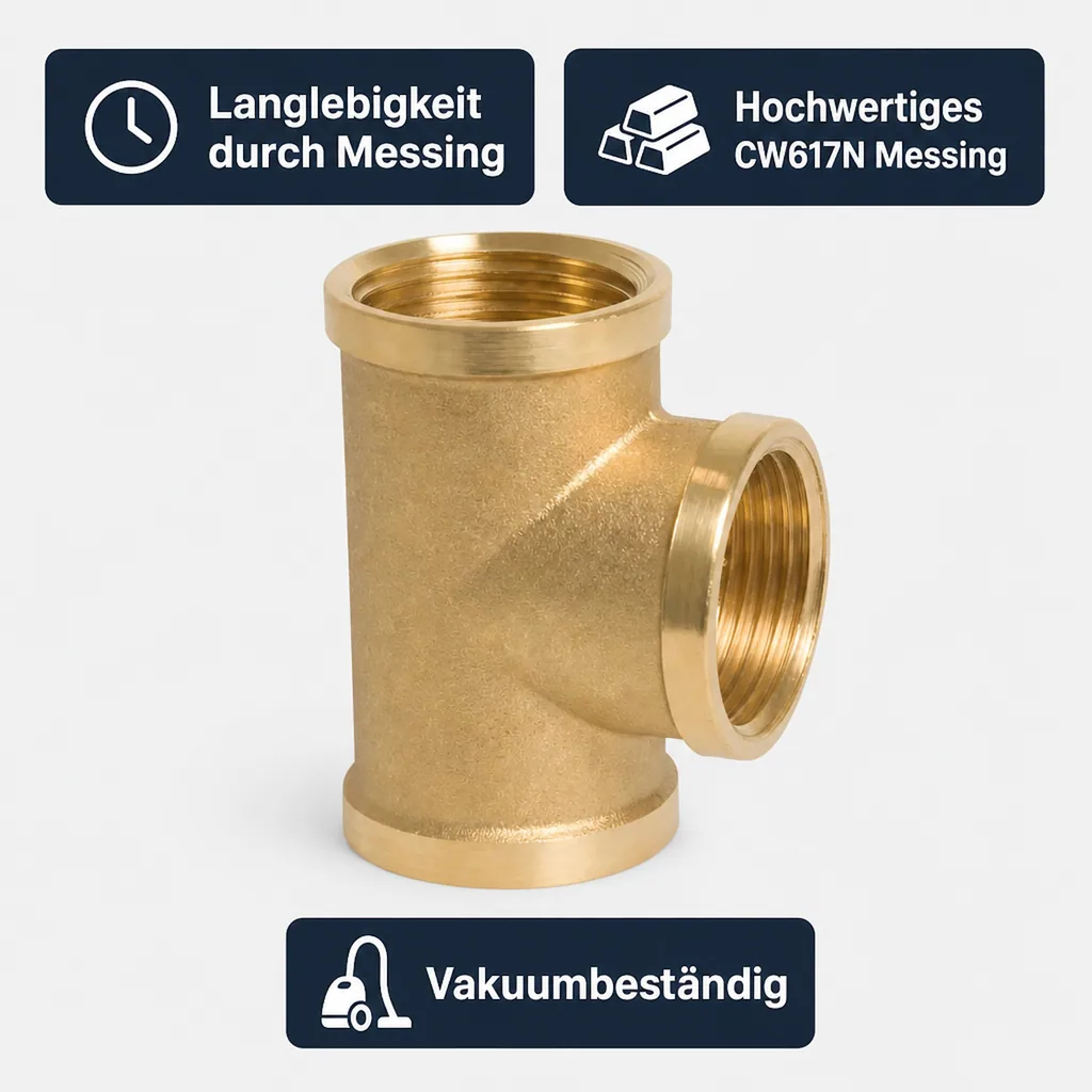 Messing T Stück, Gewindefitting, 1 1/2 Zoll Innengewinde