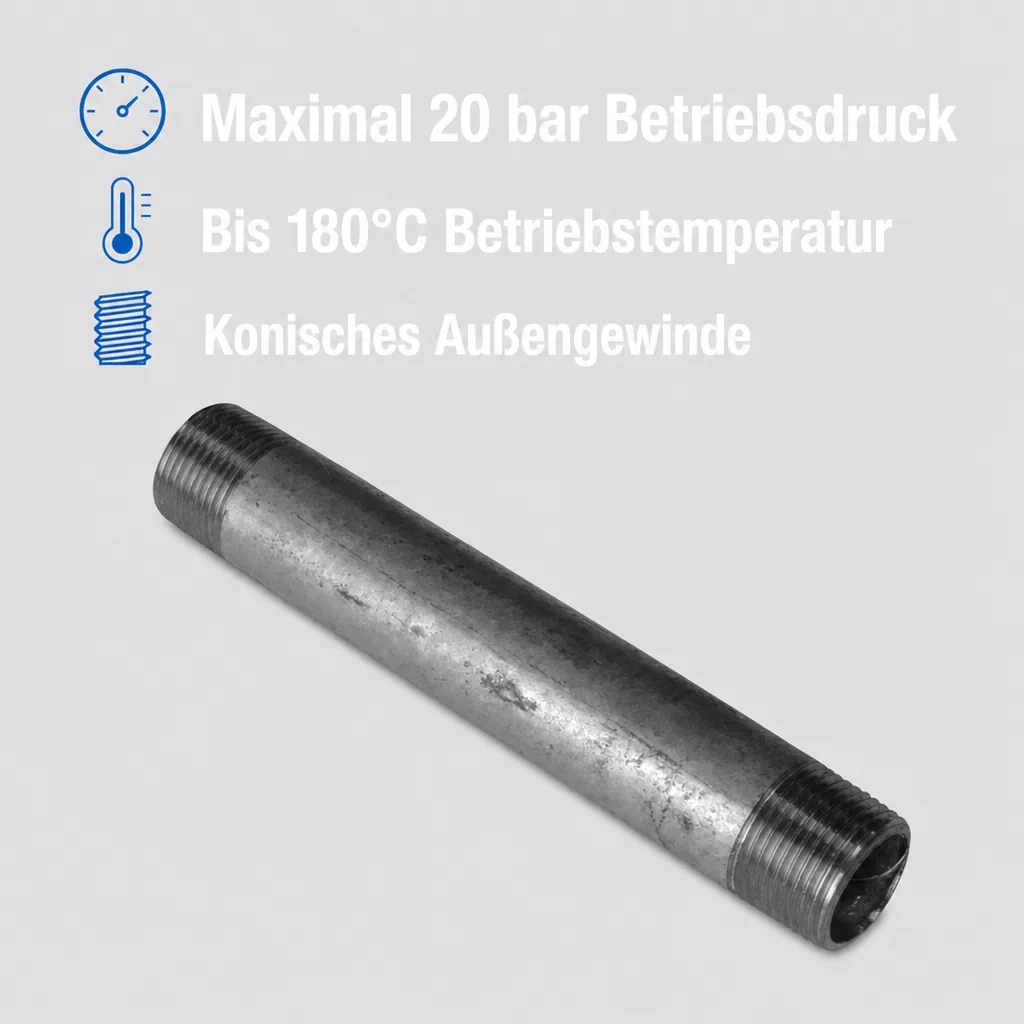 Gewindefitting Rohrnippel verzinkt 3/8" AG x 3/8" AG 100 mm