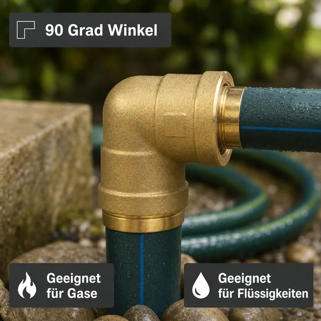 Messing Winkel 90 Grad, Gewindefitting Messing, 2 Zoll IG x IG, Rohrwinkel, Sanitär, Heizung