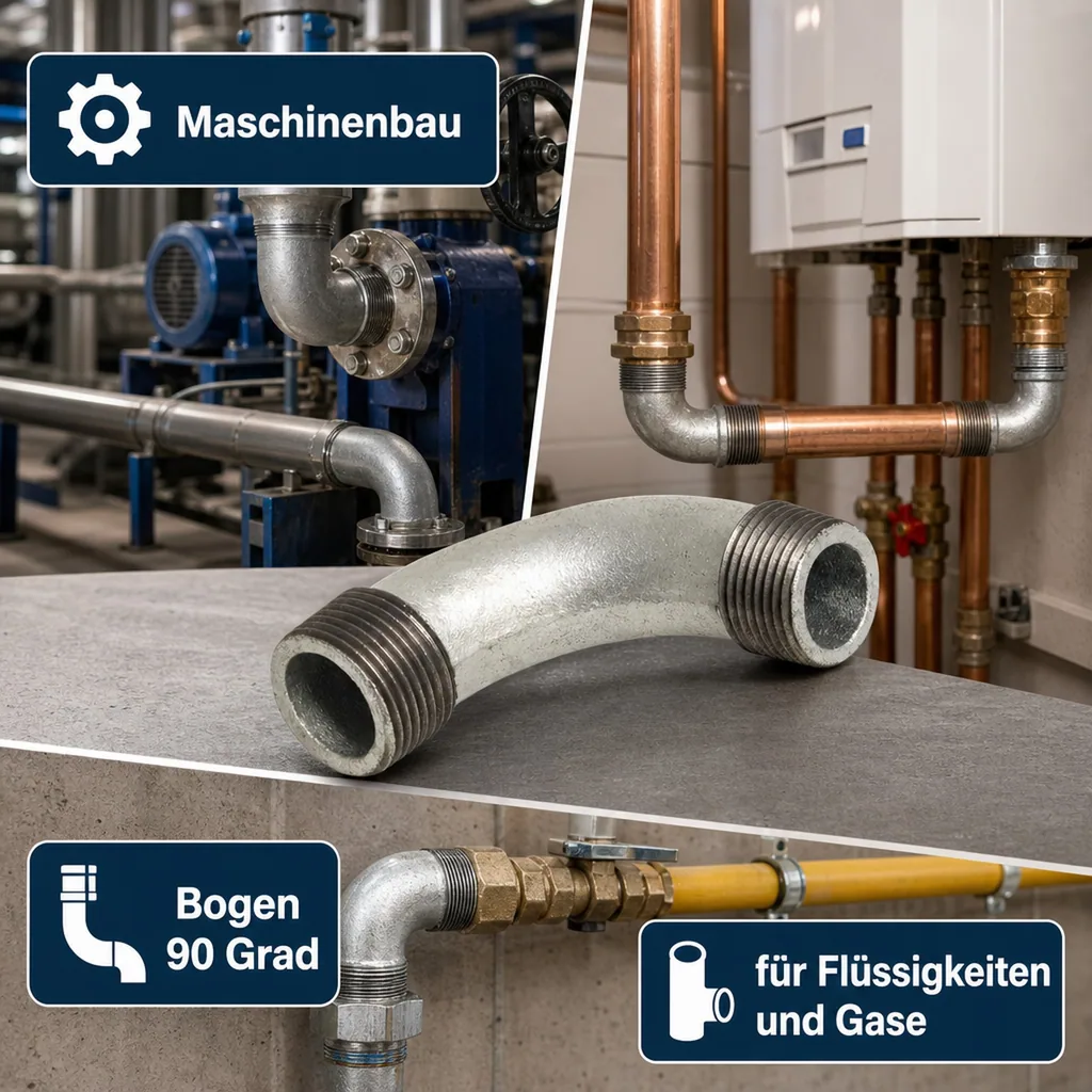Gewindefitting Temperguss Bogen 90° 1" AG x 1" AG