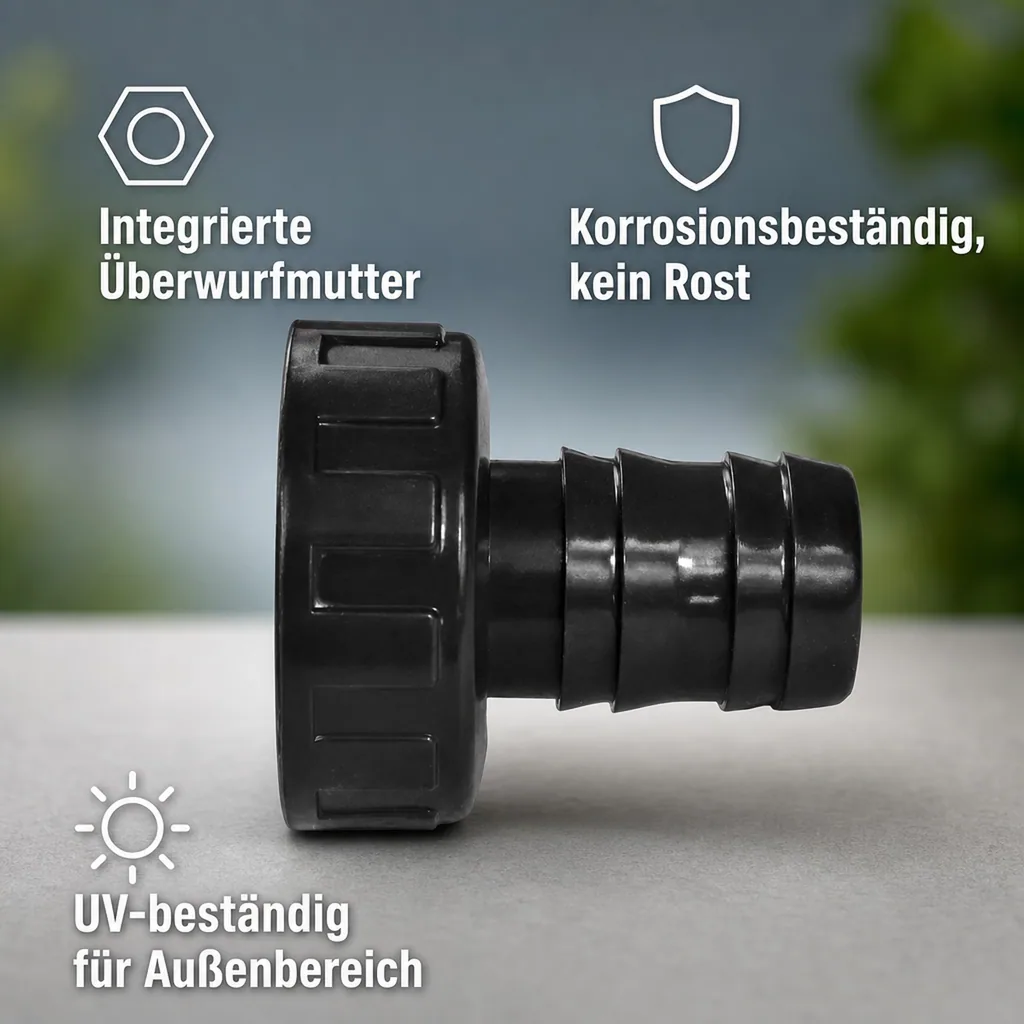Schlauchtülle 2 Zoll, PVC Schlauchtülle, mit Überwurfmutter, 50mm