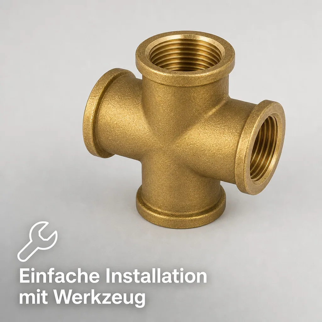 Messing Fitting, Gewindefitting Messing Kreuzstück 1/2" IG, Sanitär, Heizung, Trinkwasser