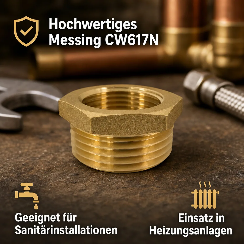 Gewindefitting Messing Reduzierstück 1 1/4" AG x 1/2" IG