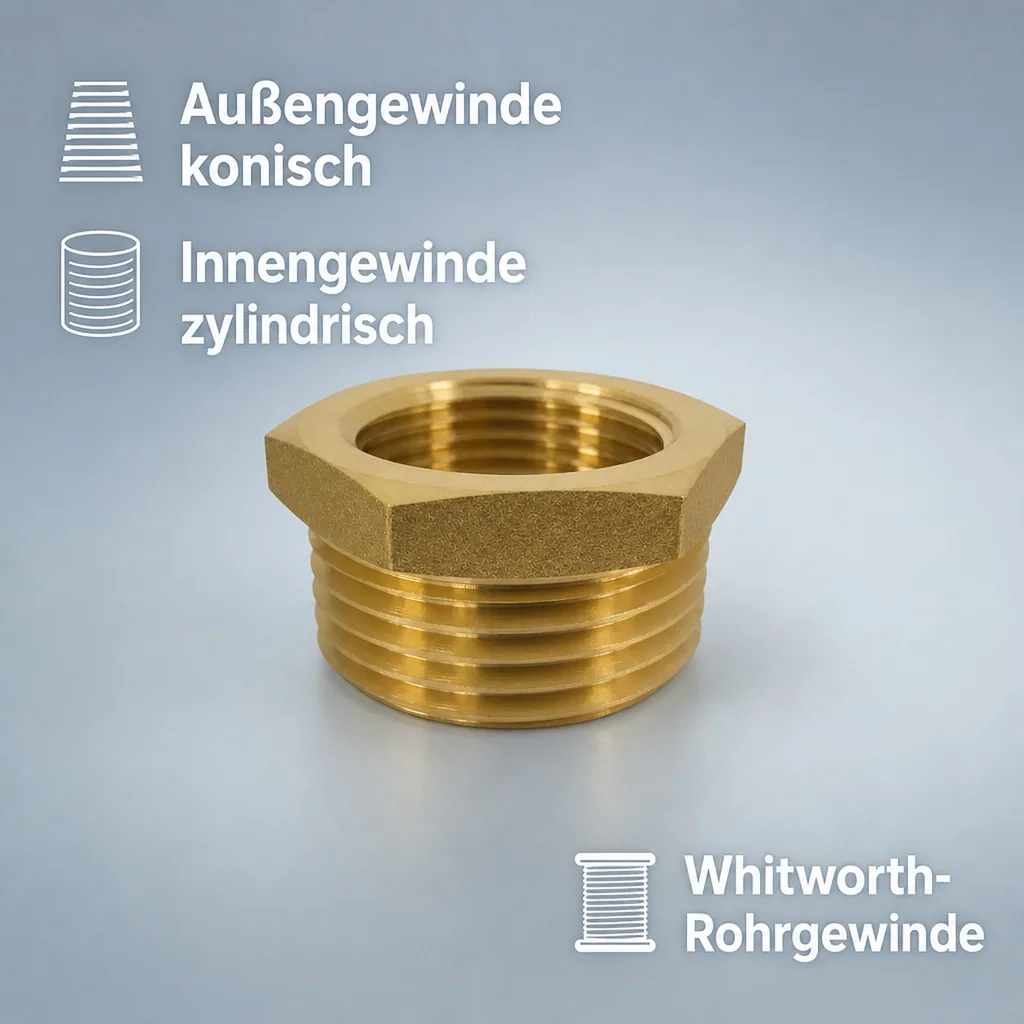 Gewindefitting Messing Reduzierstück 1 1/4" AG x 1/2" IG