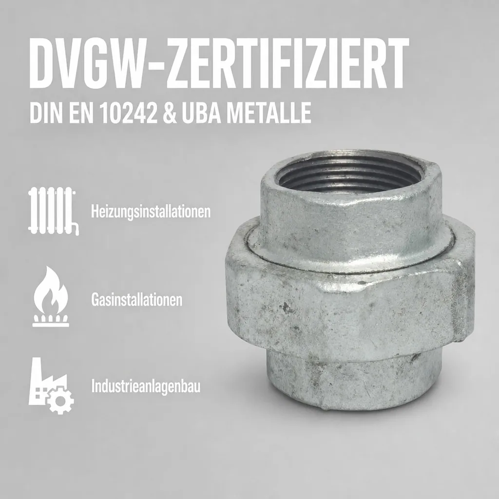 Gewindefitting Temperguss Verschraubung Typ Flach 3/4" IG x 3/4" IG