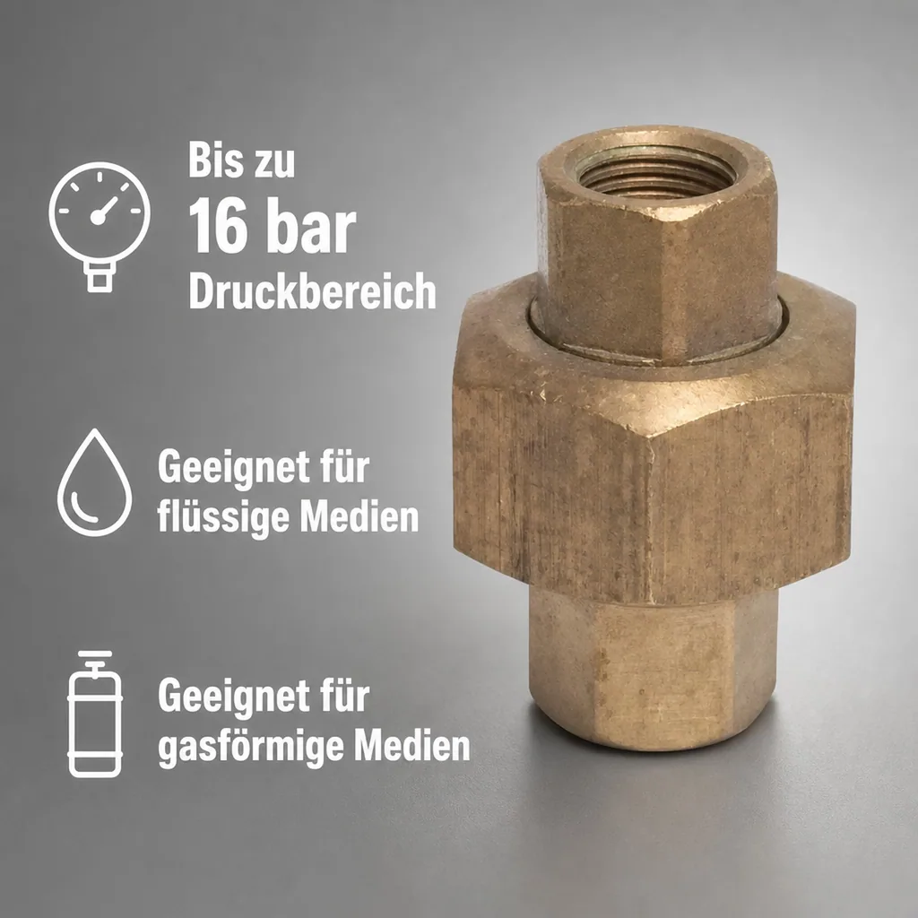 Messing Verschraubung 1 Zoll, Gewindefitting für Heizung & Sanitär