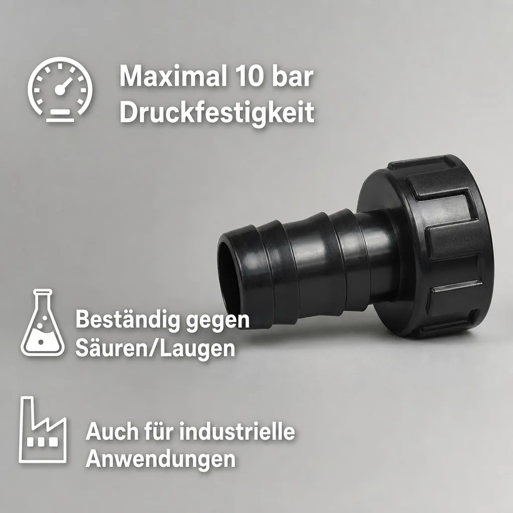 Schlauchtülle 1 Zoll, PVC, mit Überwurfmutter