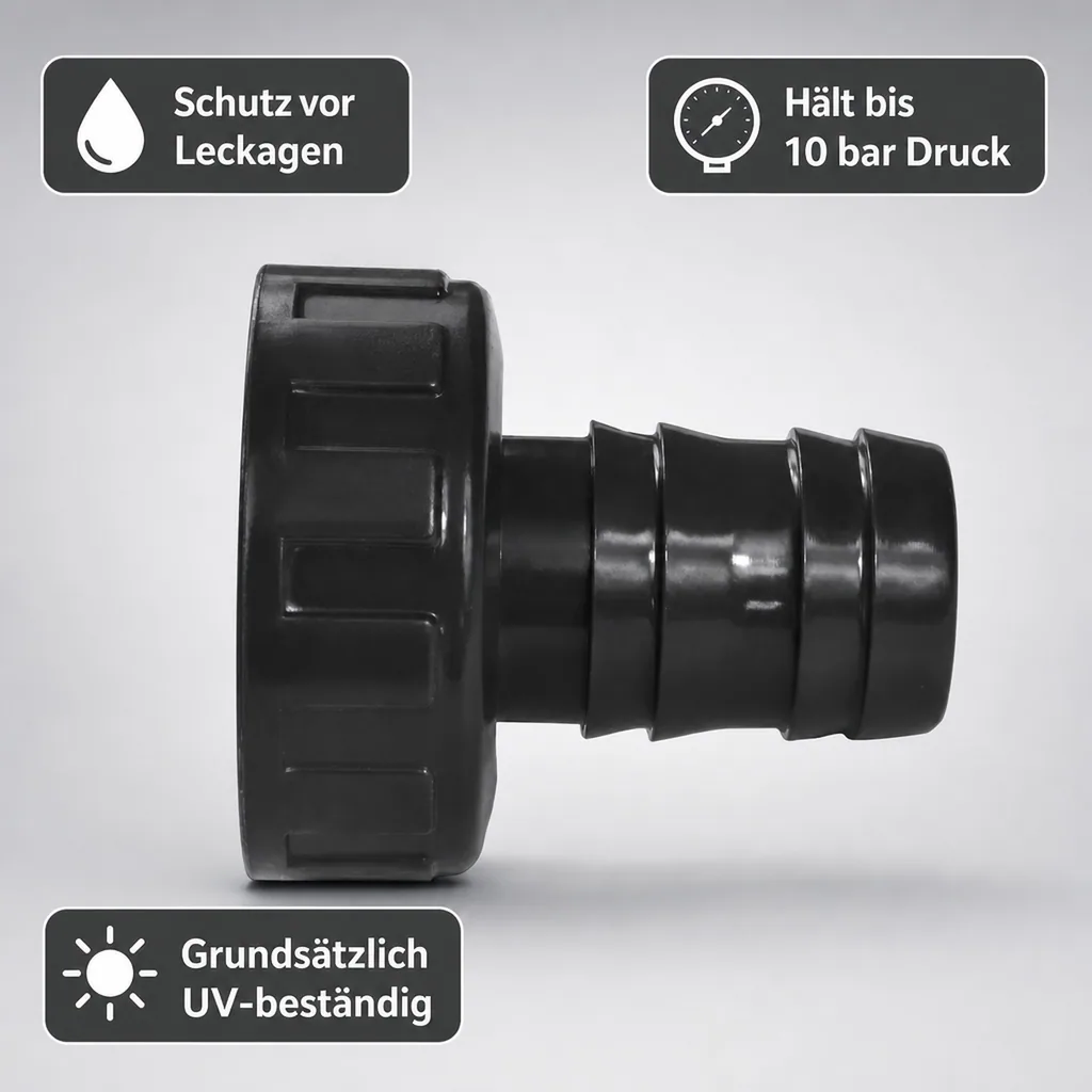 PVC Schlauchtülle mit Überwurfmutter, ¾" IG x 16 mm