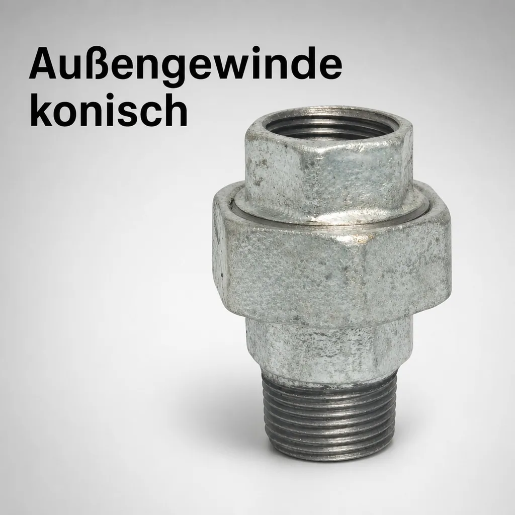 Gewindefitting Temperguss Verschraubung Typ Flach 1/2" IG x 1/2" AG