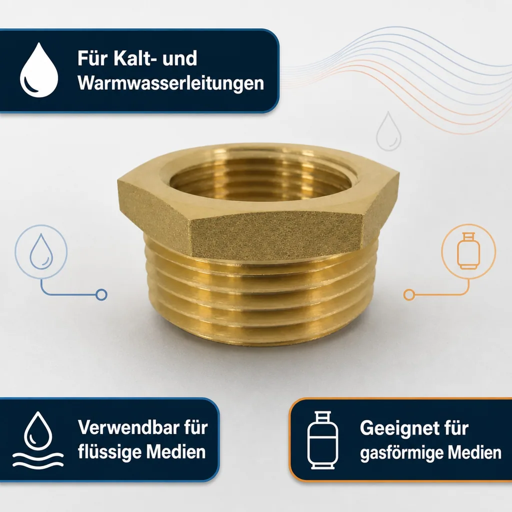 Gewindefitting Messing Reduzierstück 2" AG x 1 1/4" IG