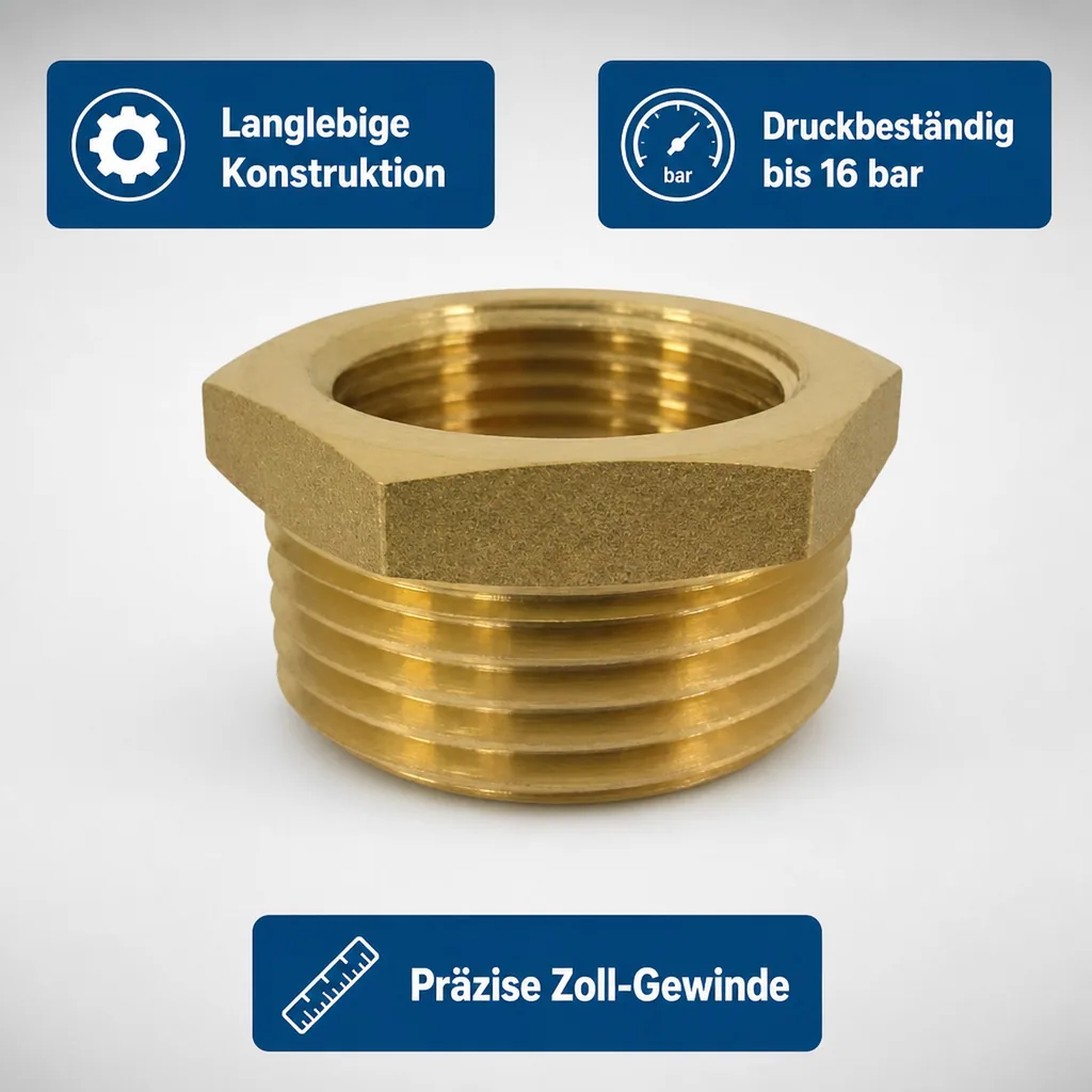 Gewindefitting Messing Reduzierstück 2" AG x 1 1/4" IG