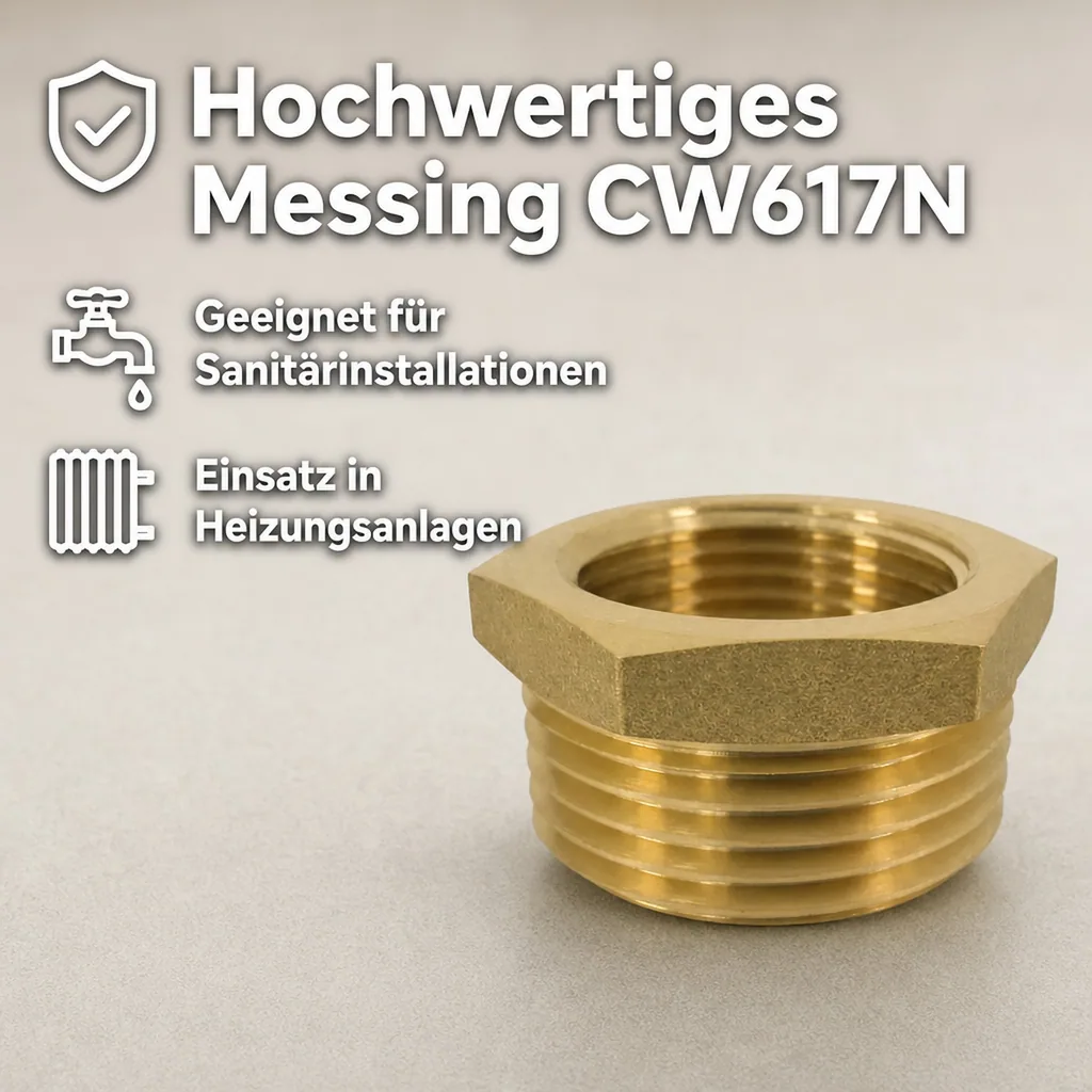 Gewindefitting Messing Reduzierstück 2" AG x 1 1/4" IG