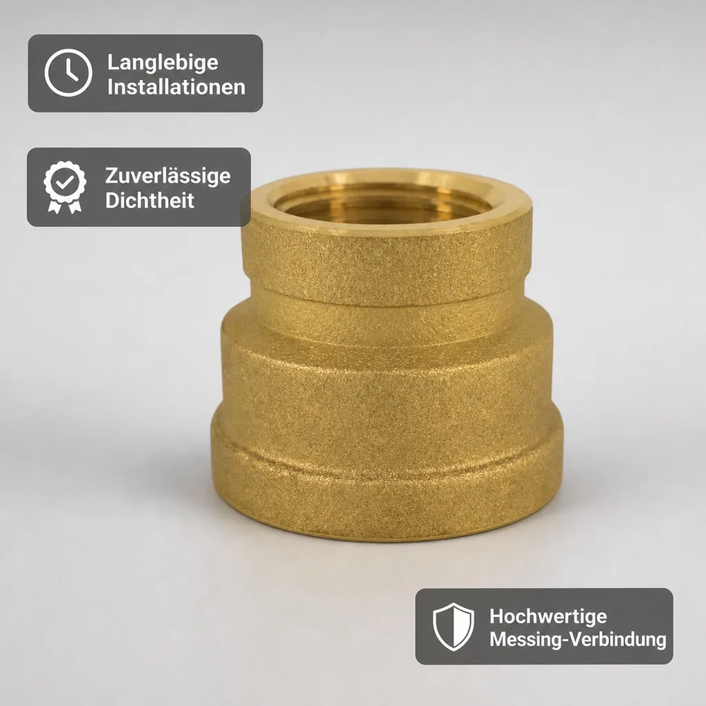 Messing Muffe reduziert, Gewindefitting, 1" IG x 1/2" IG