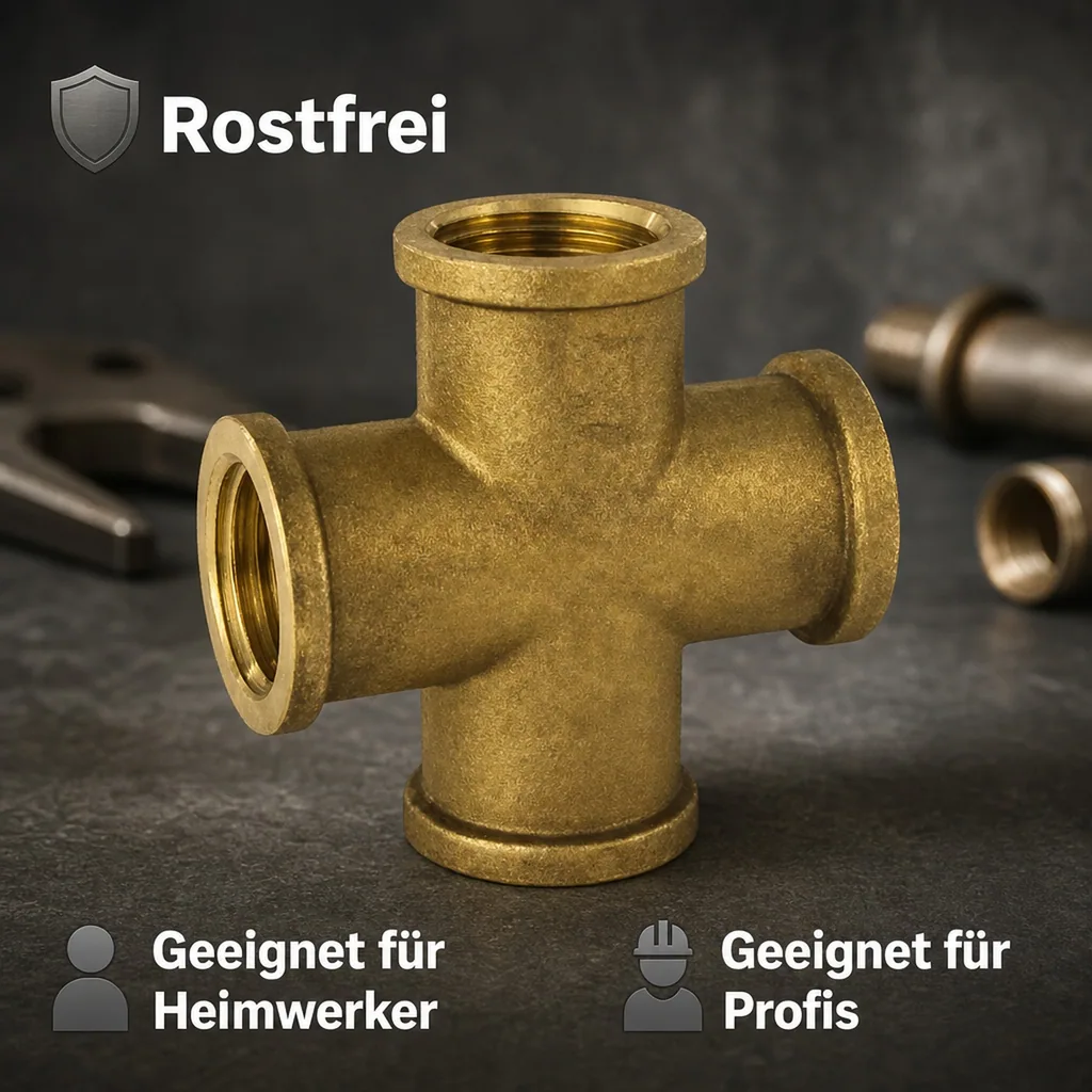Messing Fitting, Gewindefitting, Kreuzstück 3/8 IG