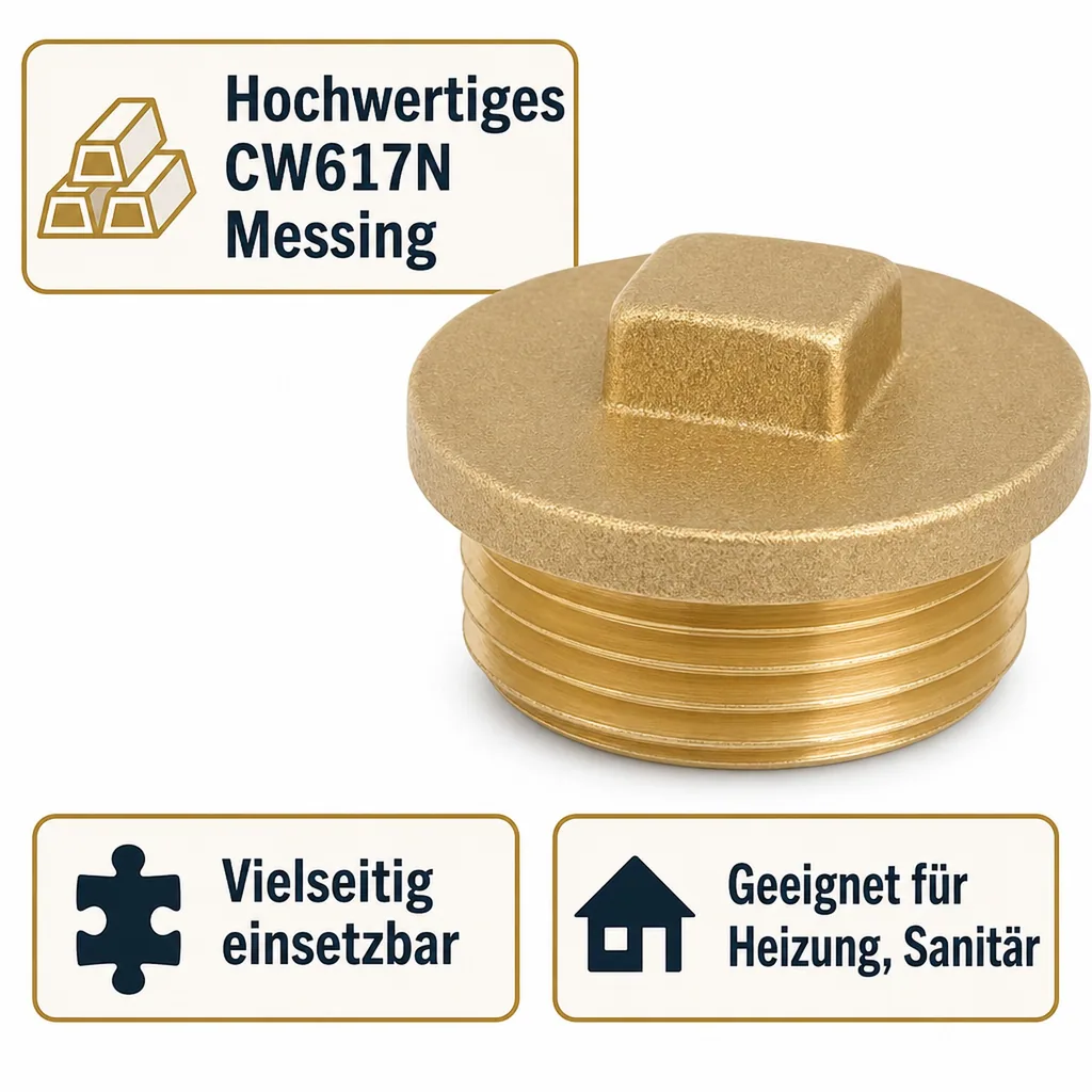 Messing Stopfen, Gewinde Stopfen 1 1/2 Zoll24