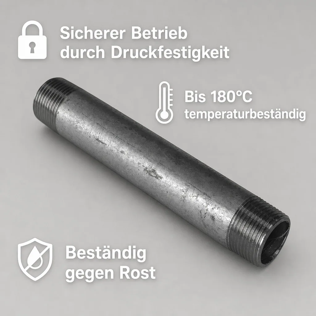 Rohrnippel verzinkt, Gewindefitting, 1/2" AG x 1/2" AG, 400 mm
