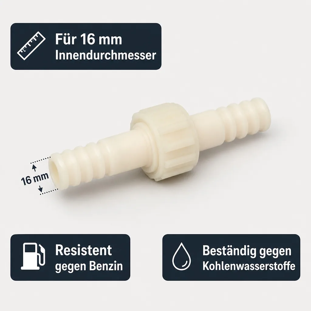 Schlauchverbinder Kunststoff 3/3 Kupplung Tülle 16 mm