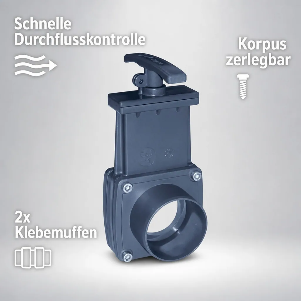 Zugschieber 63 x 63 Klebemuffe beidseitig