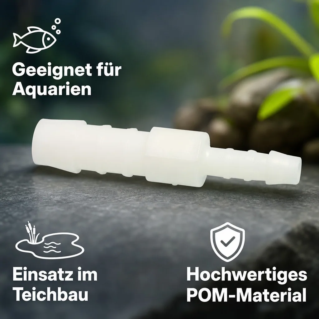 Schlauchverbinder Kunststoff, Reduzierverbinder 10mm x 8mm