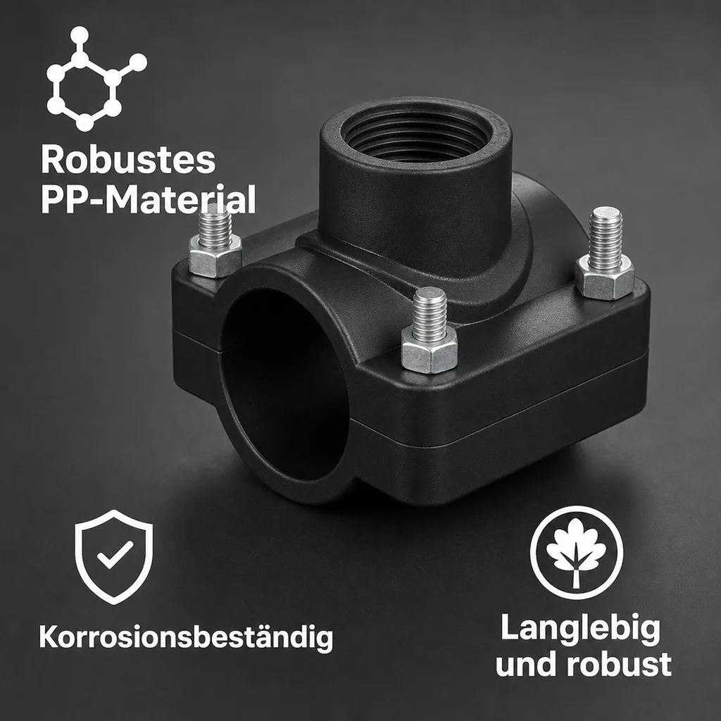 Anbohrschelle 1 Zoll, PP 63mm, Wasserleitung, Bewässerung