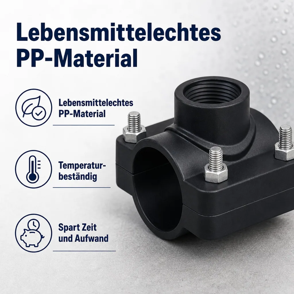 Anbohrschelle 1 Zoll, PP 63mm, Wasserleitung, Bewässerung