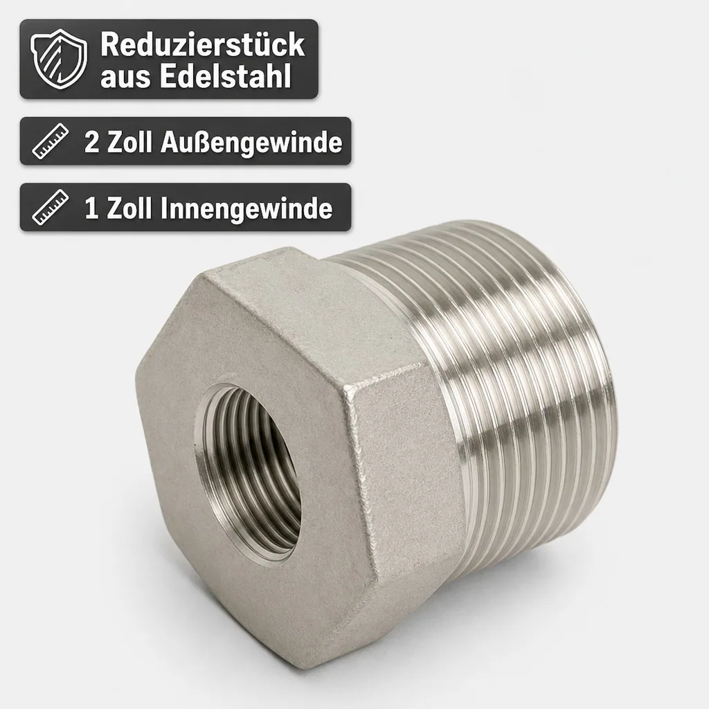 Gewindefitting Edelstahl Reduzierstück 2" AG x 1" IG