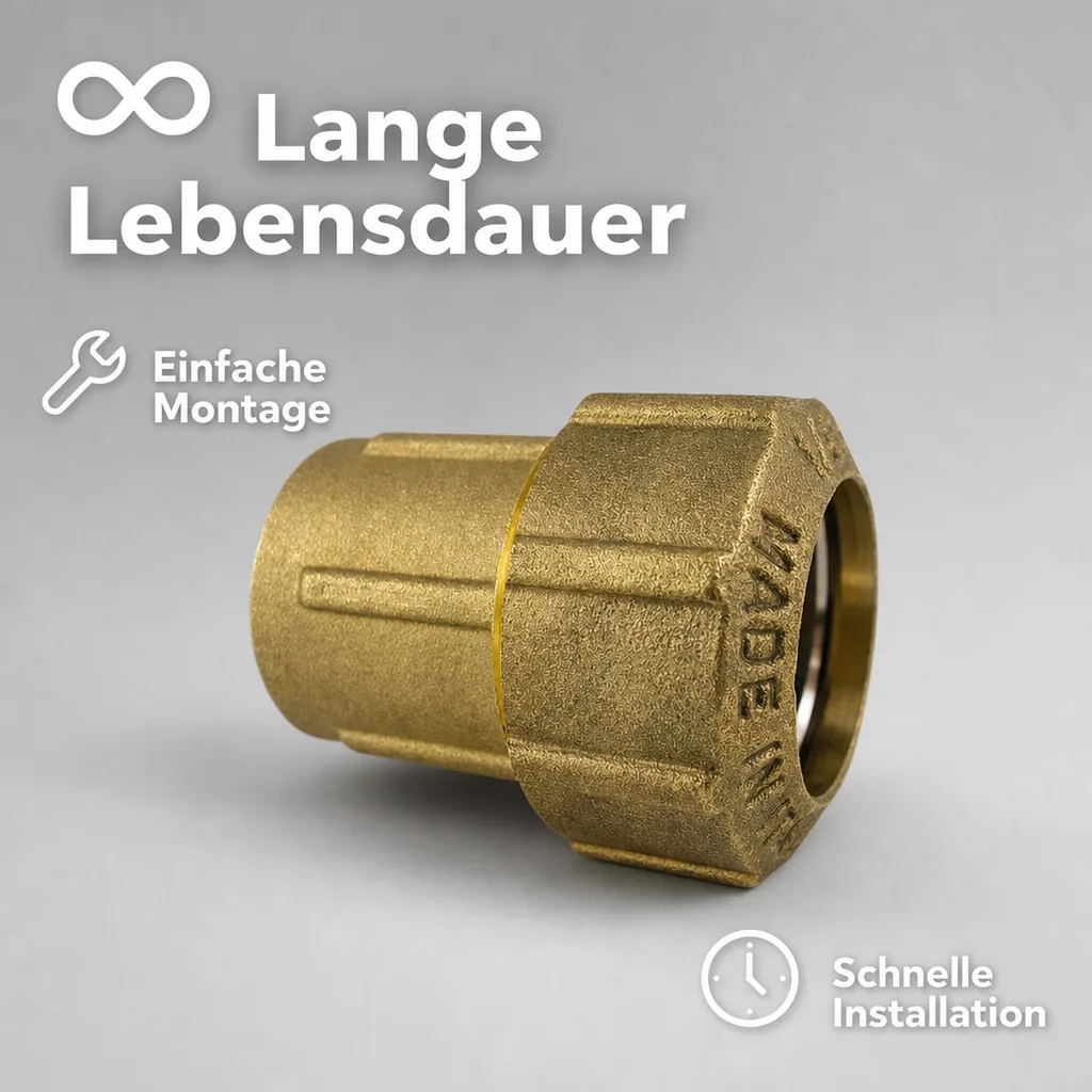 PE Rohr Verschraubung 40mm, Messing Kupplung IG 1 1/4", Trinkwasser