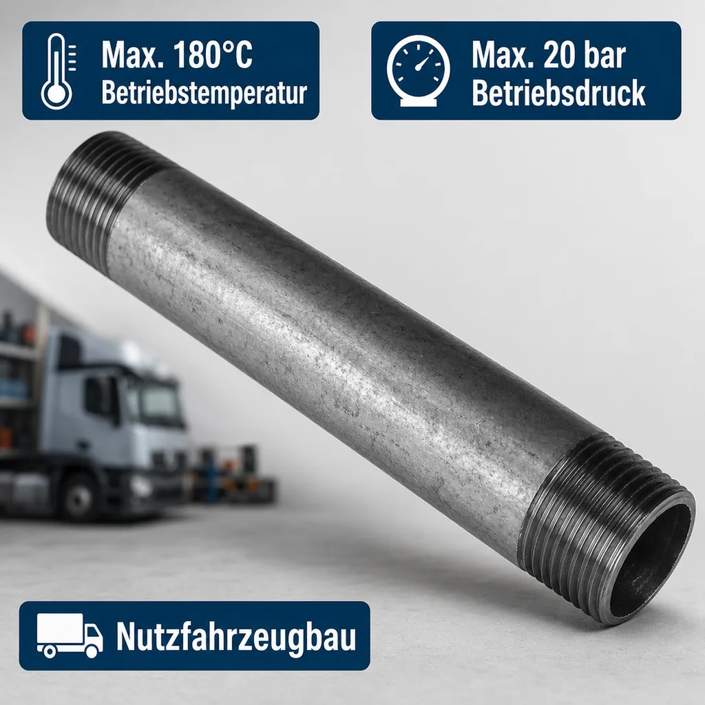 Gewindefitting Rohrnippel verzinkt 1" AG x 1" AG 1000 mm
