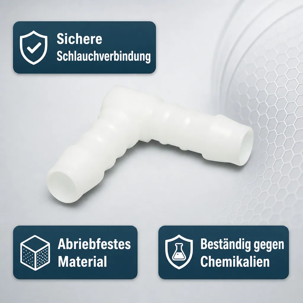 Schlauchverbinder 5mm, Kunststoffwinkel, 90 Grad Verbinder